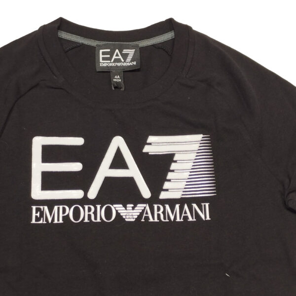 t-shirt da bambini Emporio Armani nera a maniche lunghe in jersey di puro cotone - immagine 3