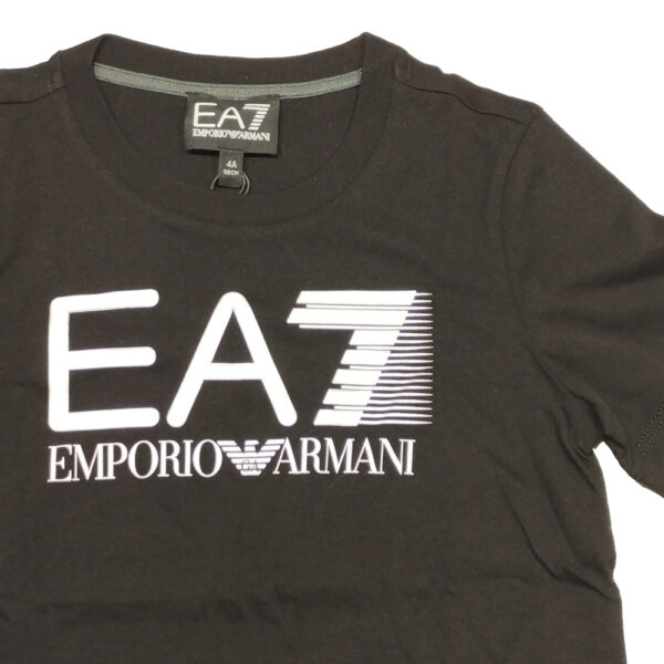 t-shirt da bambini Emporio Armani nera in jersey di puro cotone - immagine 3