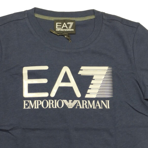 t-shirt da bambini Emporio Armani blu in jersey di puro cotone - immagine 3