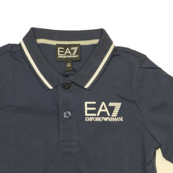 polo da bambini Emporio Armani blu in jersey di puro cotone - immagine 3