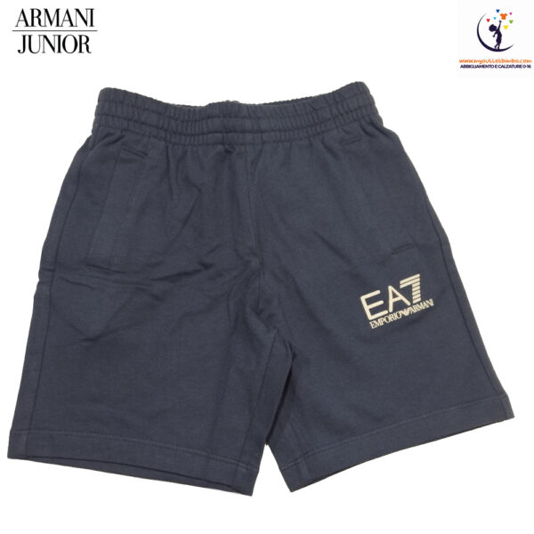 short da bambino Emporio Armani blu di puro cotone con tasche