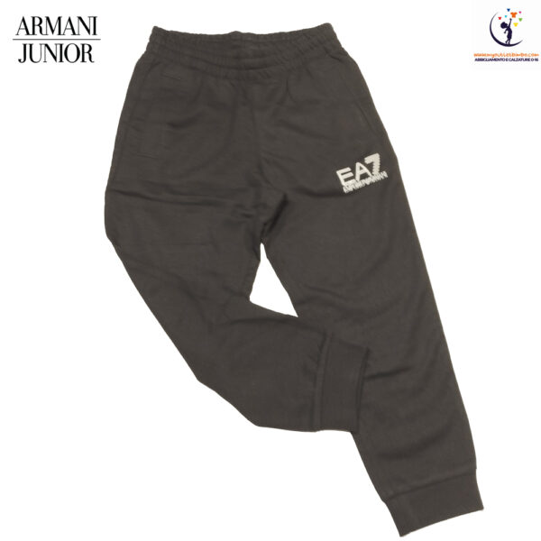 pantalone da bambino Emporio Armani nero di puro cotone con tasche