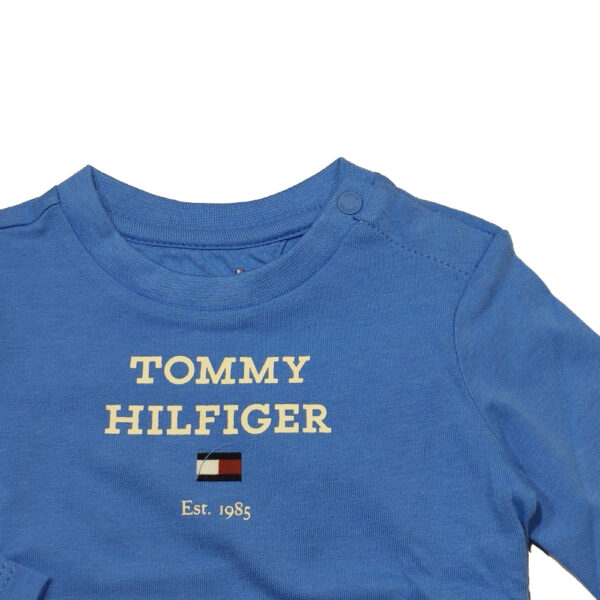 t-shirt primi mesi di TOMMY HILFINGER puro cotone azzurro con bottoni spalla - immagine 4