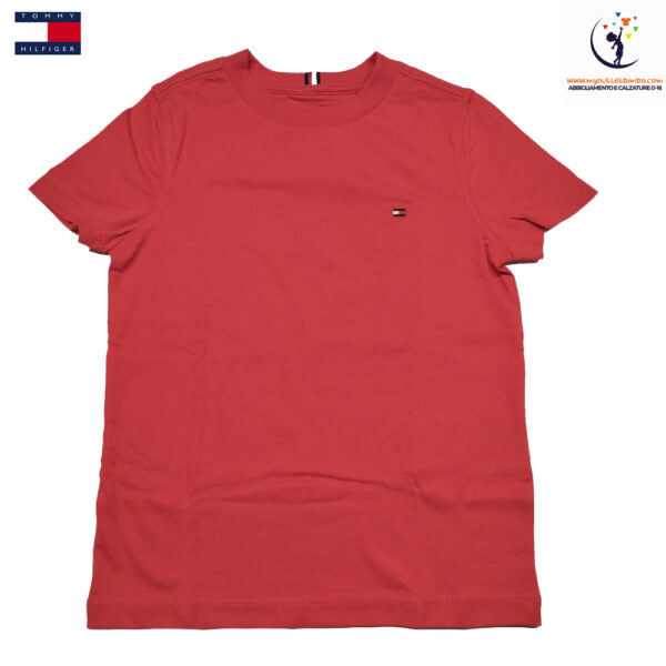 t-shirt da bambino di TOMMY HILFINGER puro cotone basic rossa