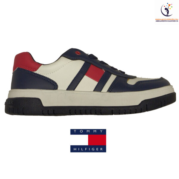 scarpe da bambino sneakers di TOMMY HILFINGER blu e bianca con cerniera