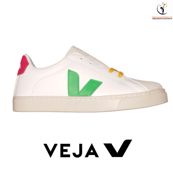 scarpe da bambino sneakers di VEJA blu rossa e bianca con laccio