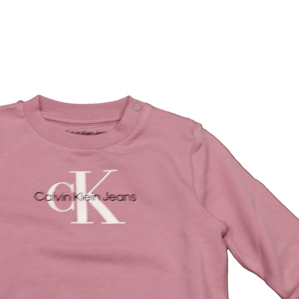 tuta per bambini primi mesi di Calvin Klein in felpa garzata rosa cipria - immagine 3