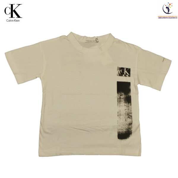 t-shirt da bambina corta di Calvin Klein in jersey a maniche corte