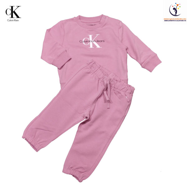 tuta per bambini primi mesi di Calvin Klein in felpa garzata rosa cipria