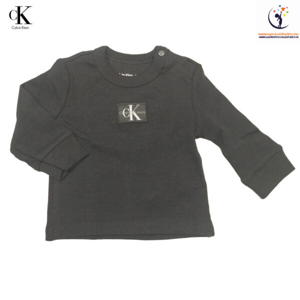 t-shirt per bambini primi mesi di Calvin Klein in jersey a costine maniche lunghe